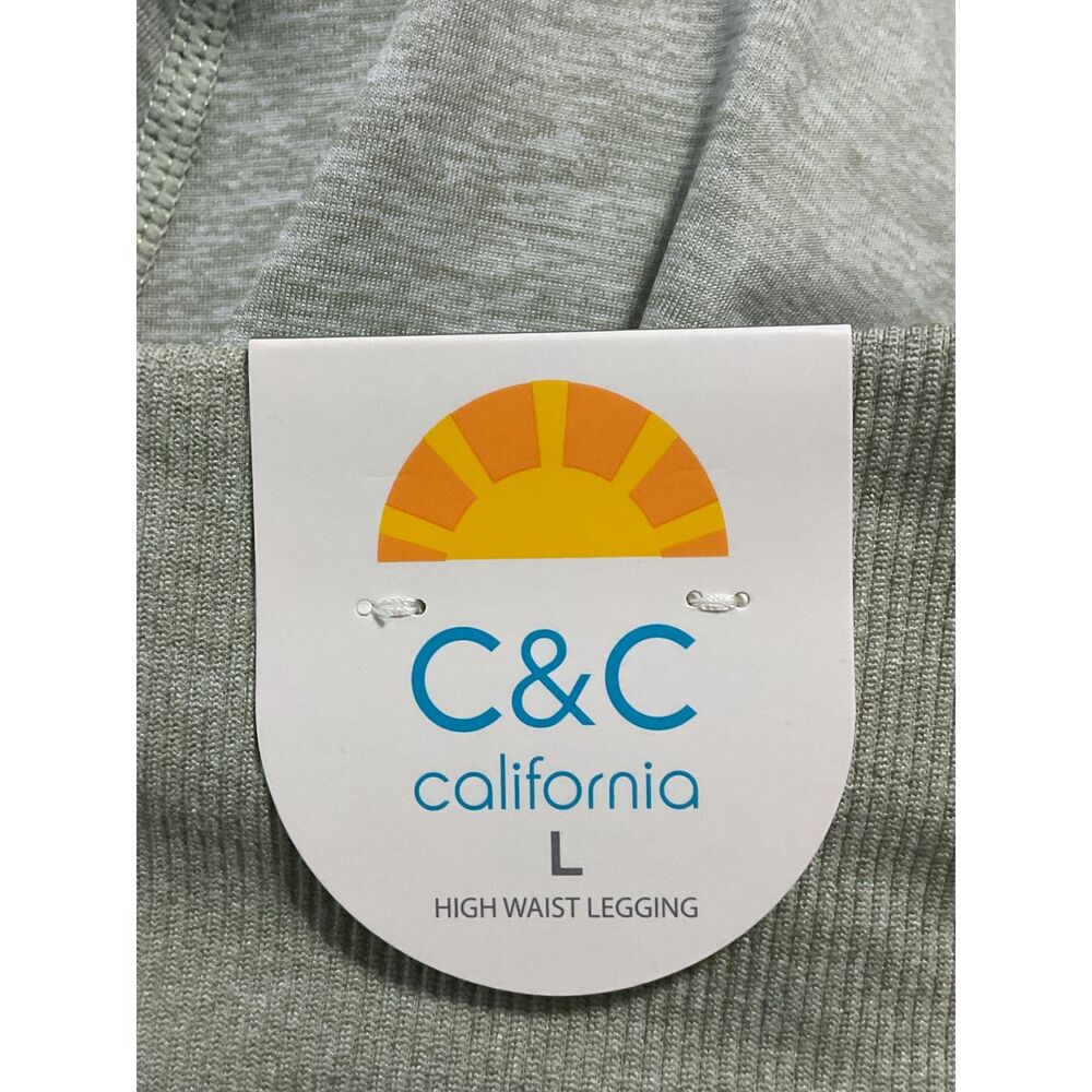 C&C California Heathered Green High-Rise Leggings with Side Pockets Size L - Picture 9 of 11
